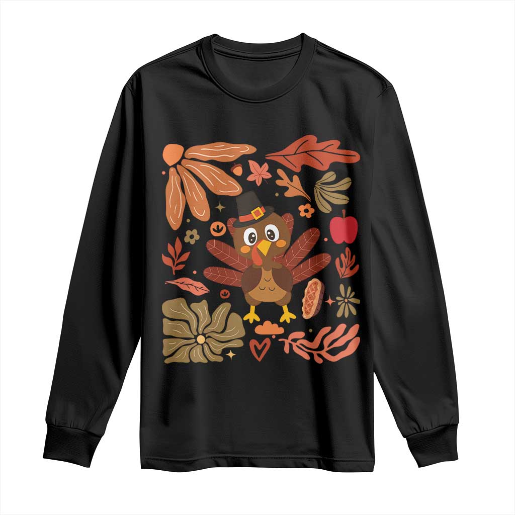 Thanksgiving Turkey Long Sleeve Shirt Retro Boho Floral Fall TS10 Black Print Your Wear