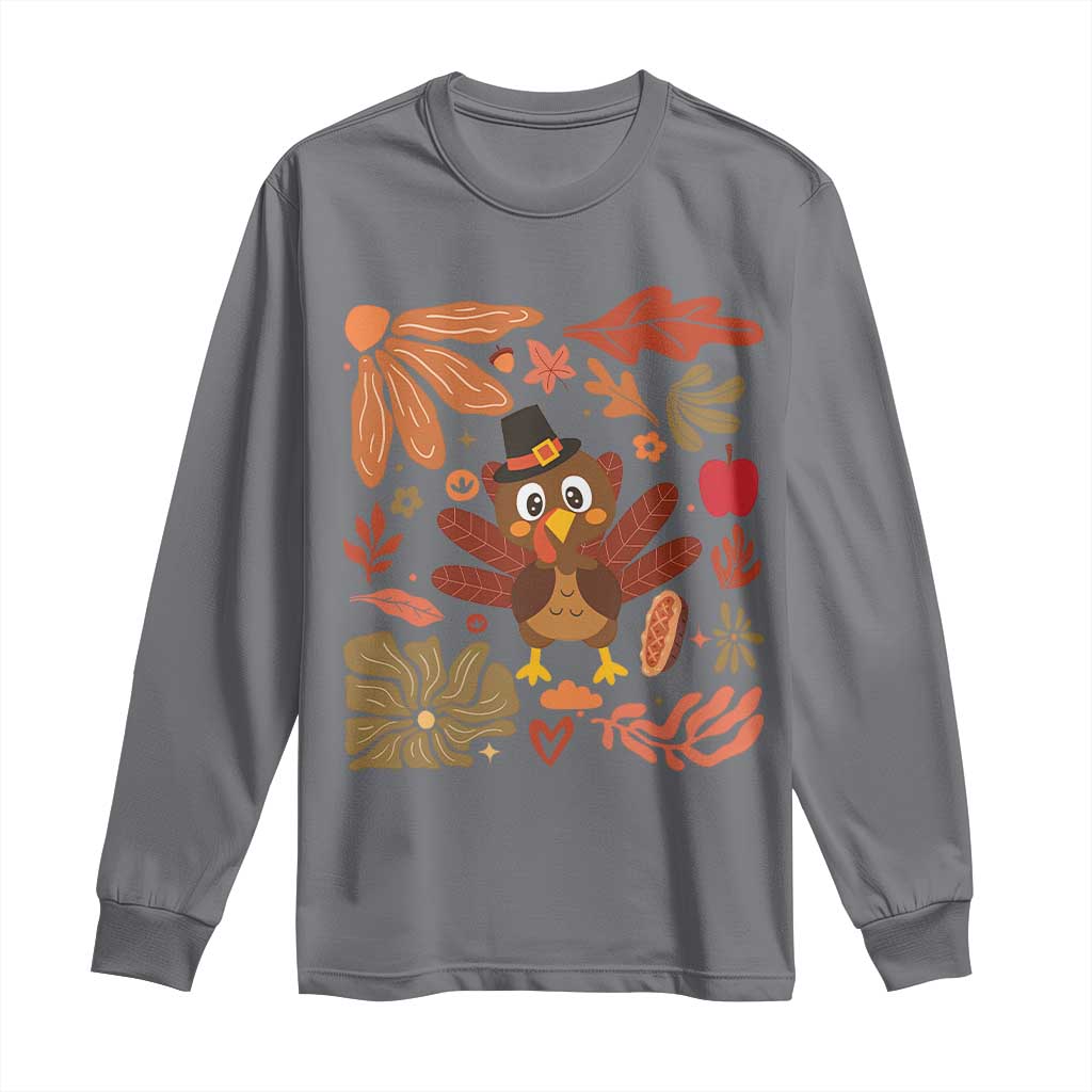 Thanksgiving Turkey Long Sleeve Shirt Retro Boho Floral Fall TS10 Charcoal Print Your Wear