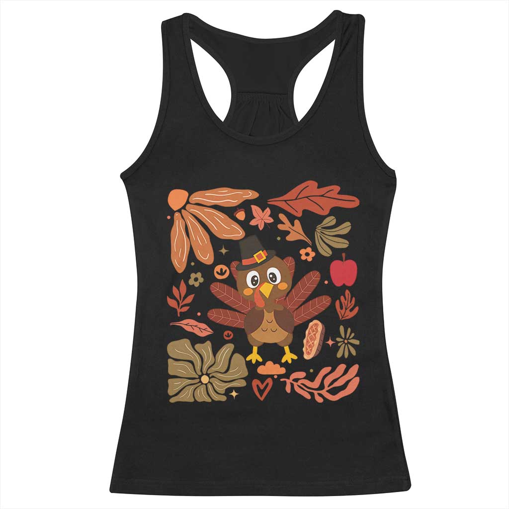 Thanksgiving Turkey Racerback Tank Top Retro Boho Floral Fall TS10 Black Print Your Wear