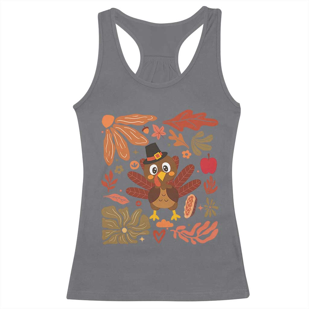 Thanksgiving Turkey Racerback Tank Top Retro Boho Floral Fall TS10 Charcoal Print Your Wear