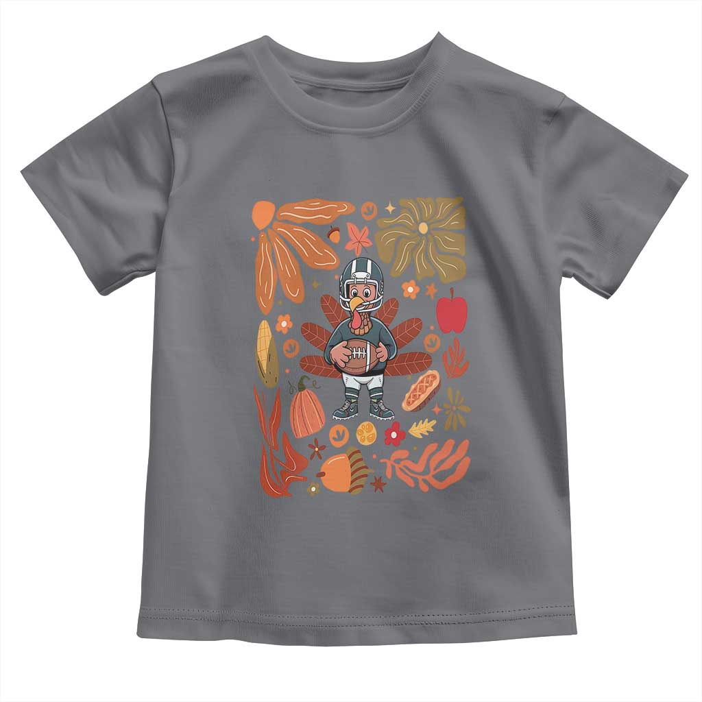 Thanksgiving Turkey And Touchdowns Football Baby Shirt Boho Floral Game Day Fall Vibes TS10 Charcoal Print Your Wear