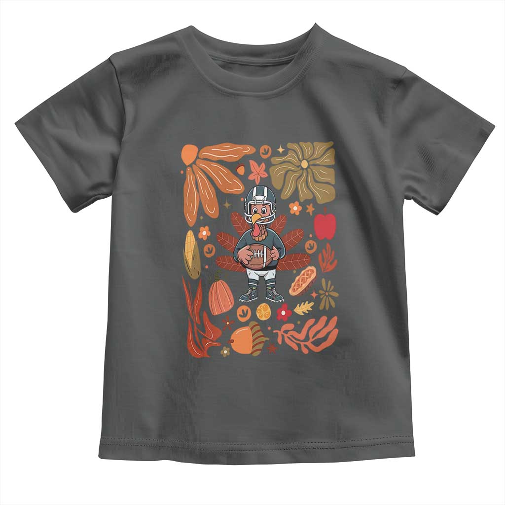 Thanksgiving Turkey And Touchdowns Football Baby Shirt Boho Floral Game Day Fall Vibes TS10 Dark Heather Print Your Wear