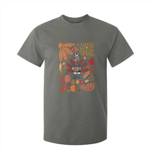 Thanksgiving Turkey And Touchdowns Football T Shirt For Kid Boho Floral Game Day Fall Vibes TS10 Military Green Print Your Wear
