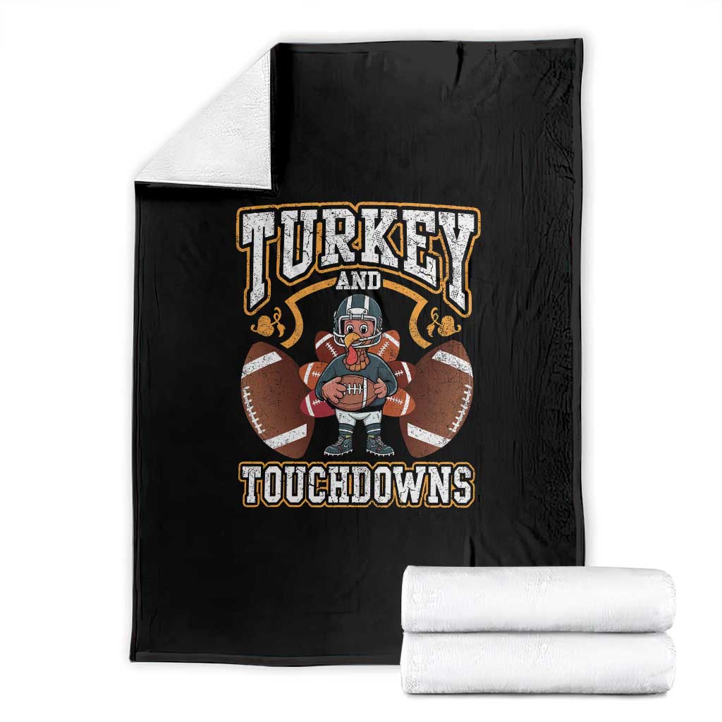 Thanksgiving Turkey And Touchdowns Football Throw Blanket Game Day TS10 Black Print Your Wear