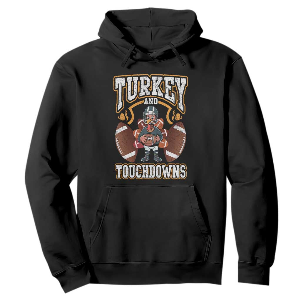 Thanksgiving Turkey And Touchdowns Football Hoodie Game Day TS10 Black Print Your Wear