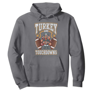 Thanksgiving Turkey And Touchdowns Football Hoodie Game Day TS10 Charcoal Print Your Wear