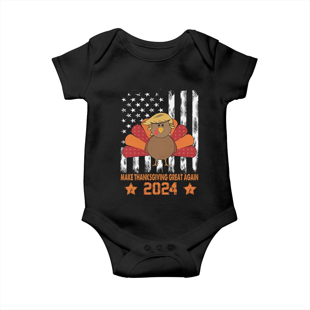 Funny Thanksgiving Trump 2024 Baby Onesie USA Make Thanksgivings Great Again Turkey Fall Autumn Season TS10 Black Print Your Wear