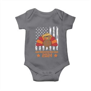 Funny Thanksgiving Trump 2024 Baby Onesie USA Make Thanksgivings Great Again Turkey Fall Autumn Season TS10 Charcoal Print Your Wear