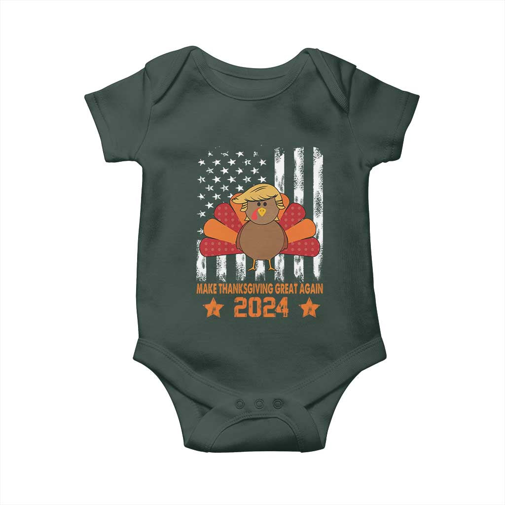 Funny Thanksgiving Trump 2024 Baby Onesie USA Make Thanksgivings Great Again Turkey Fall Autumn Season TS10 Print Your Wear