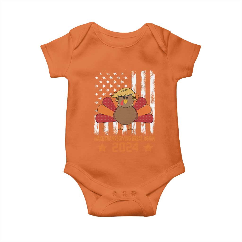 Funny Thanksgiving Trump 2024 Baby Onesie USA Make Thanksgivings Great Again Turkey Fall Autumn Season TS10 Orange Print Your Wear