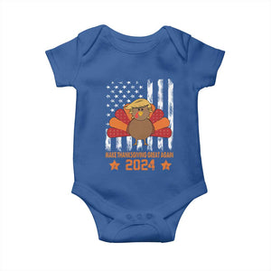 Funny Thanksgiving Trump 2024 Baby Onesie USA Make Thanksgivings Great Again Turkey Fall Autumn Season TS10 Royal Blue Print Your Wear