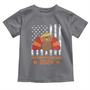 Funny Thanksgiving Trump 2024 Baby Shirt USA Make Thanksgivings Great Again Turkey Fall Autumn Season TS10 Charcoal Print Your Wear