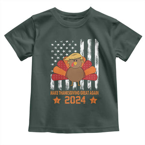 Funny Thanksgiving Trump 2024 Baby Shirt USA Make Thanksgivings Great Again Turkey Fall Autumn Season TS10 Dark Forest Green Print Your Wear