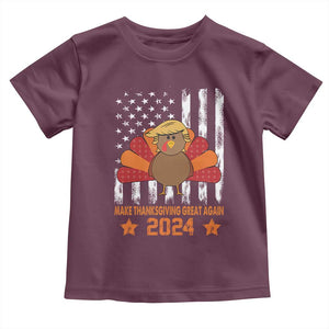 Funny Thanksgiving Trump 2024 Baby Shirt USA Make Thanksgivings Great Again Turkey Fall Autumn Season TS10 Maroon Print Your Wear