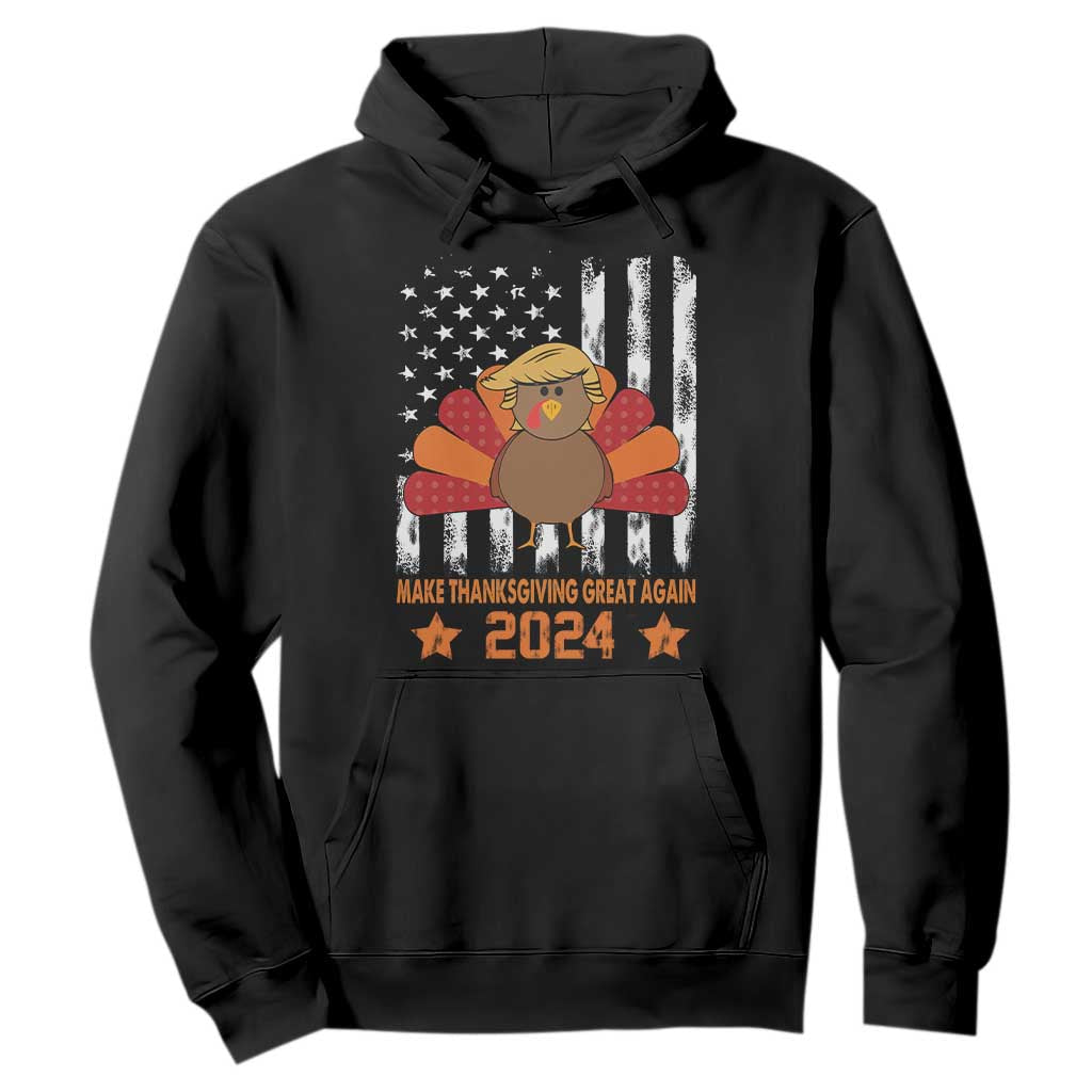 Funny Thanksgiving Trump 2024 Hoodie USA Make Thanksgivings Great Again Turkey Fall Autumn Season TS10 Black Print Your Wear