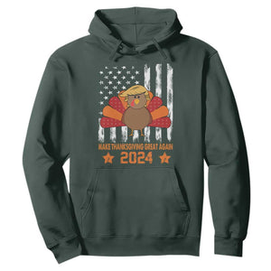Funny Thanksgiving Trump 2024 Hoodie USA Make Thanksgivings Great Again Turkey Fall Autumn Season TS10 Dark Forest Green Print Your Wear