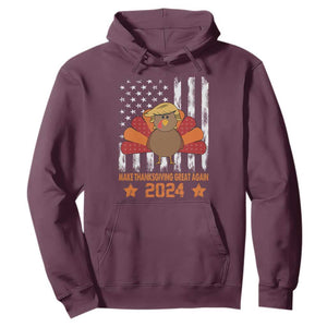 Funny Thanksgiving Trump 2024 Hoodie USA Make Thanksgivings Great Again Turkey Fall Autumn Season TS10 Maroon Print Your Wear