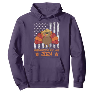 Funny Thanksgiving Trump 2024 Hoodie USA Make Thanksgivings Great Again Turkey Fall Autumn Season TS10 Purple Print Your Wear