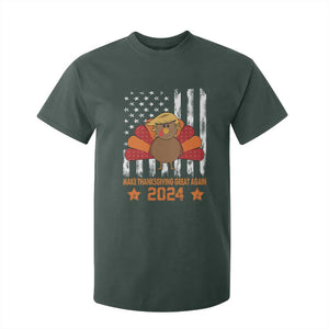 Funny Thanksgiving Trump 2024 T Shirt For Kid USA Make Thanksgivings Great Again Turkey Fall Autumn Season TS10 Dark Forest Green Print Your Wear