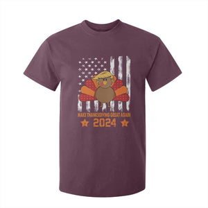 Funny Thanksgiving Trump 2024 T Shirt For Kid USA Make Thanksgivings Great Again Turkey Fall Autumn Season TS10 Maroon Print Your Wear