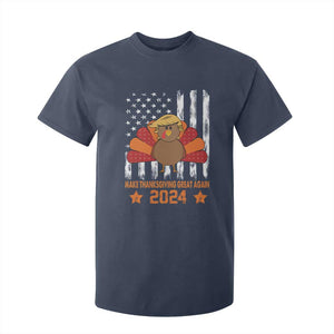 Funny Thanksgiving Trump 2024 T Shirt For Kid USA Make Thanksgivings Great Again Turkey Fall Autumn Season TS10 Navy Print Your Wear