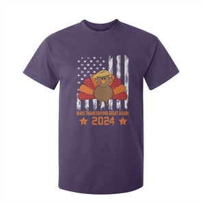 Funny Thanksgiving Trump 2024 T Shirt For Kid USA Make Thanksgivings Great Again Turkey Fall Autumn Season TS10 Purple Print Your Wear