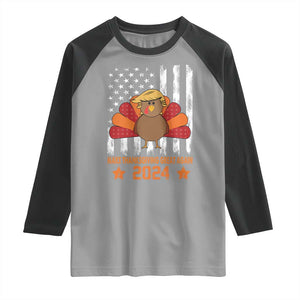 Funny Thanksgiving Trump 2024 Raglan Shirt USA Make Thanksgivings Great Again Turkey Fall Autumn Season TS10 Sport Gray Black Print Your Wear