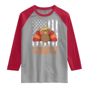 Funny Thanksgiving Trump 2024 Raglan Shirt USA Make Thanksgivings Great Again Turkey Fall Autumn Season TS10 Sport Gray Red Print Your Wear