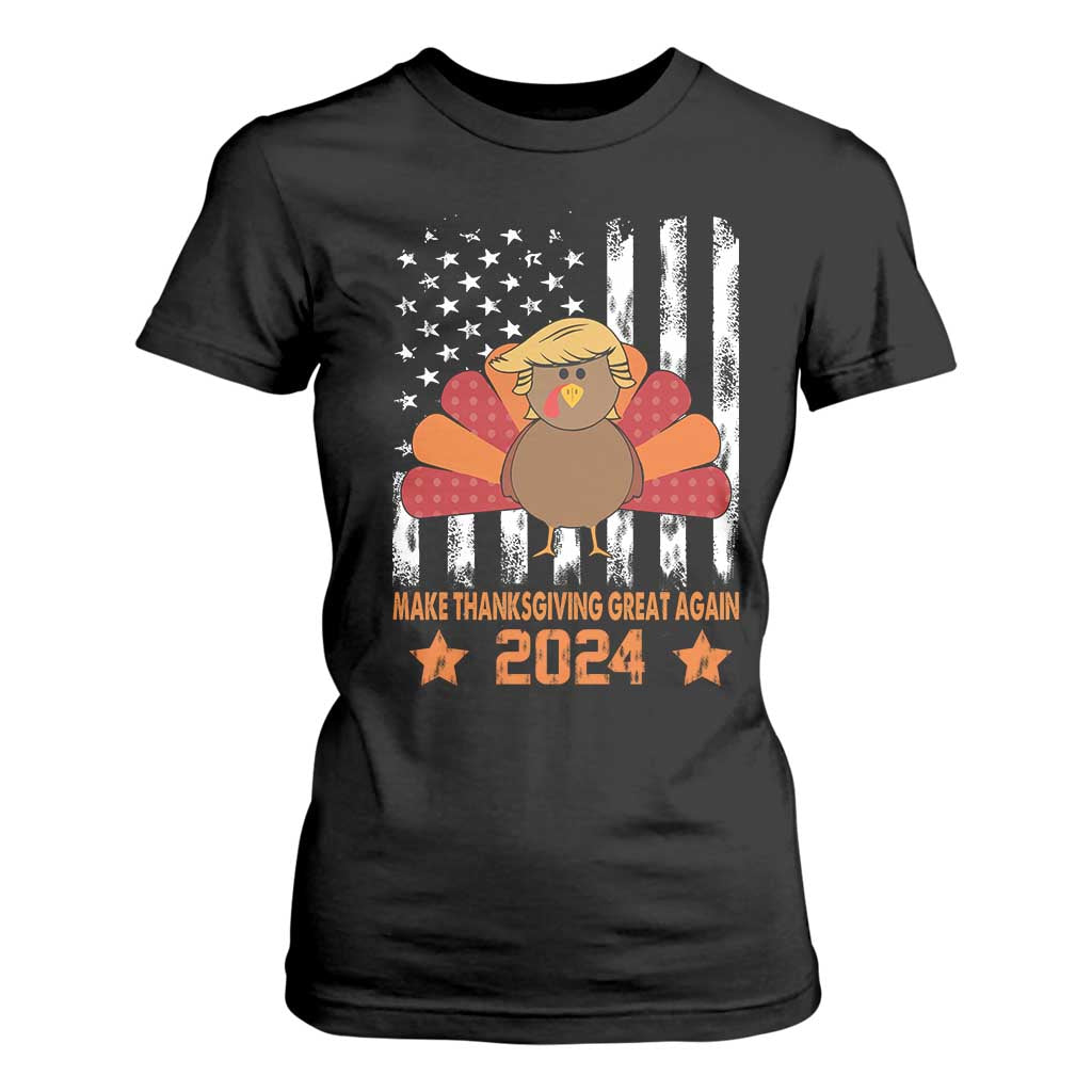 Funny Thanksgiving Trump 2024 T Shirt For Women USA Make Thanksgivings Great Again Turkey Fall Autumn Season TS10 Black Print Your Wear