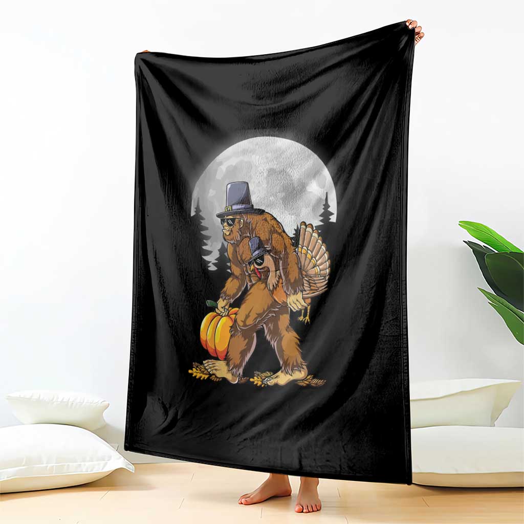 Bigfoot Pilgrim Turkey Pumpkin Thanksgiving Day Throw Blanket Sasquatch TS10 Print Your Wear