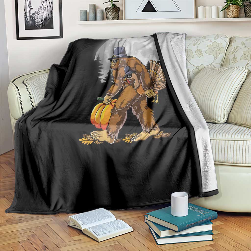Bigfoot Pilgrim Turkey Pumpkin Thanksgiving Day Throw Blanket Sasquatch TS10 Print Your Wear