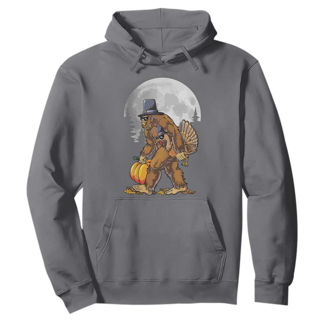 Bigfoot Pilgrim Turkey Pumpkin Thanksgiving Day Hoodie Sasquatch TS10 Charcoal Print Your Wear