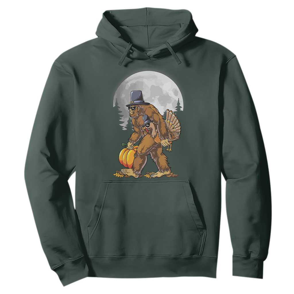 Bigfoot Pilgrim Turkey Pumpkin Thanksgiving Day Hoodie Sasquatch TS10 Dark Forest Green Print Your Wear