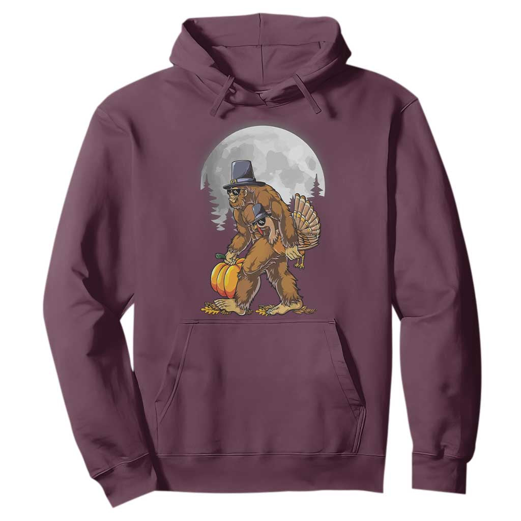 Bigfoot Pilgrim Turkey Pumpkin Thanksgiving Day Hoodie Sasquatch TS10 Maroon Print Your Wear