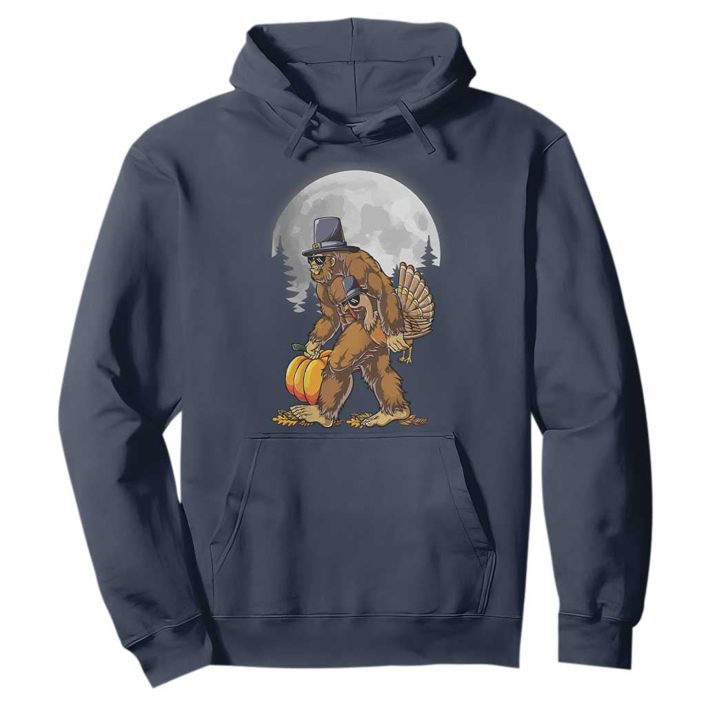 Bigfoot Pilgrim Turkey Pumpkin Thanksgiving Day Hoodie Sasquatch TS10 Navy Print Your Wear