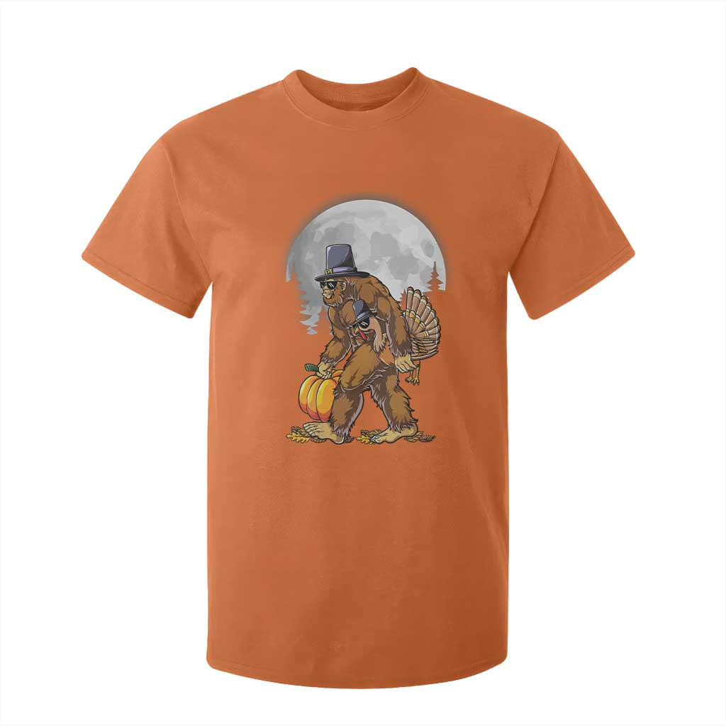 Bigfoot Pilgrim Turkey Pumpkin Thanksgiving Day T Shirt For Kid Sasquatch TS10 Orange Print Your Wear
