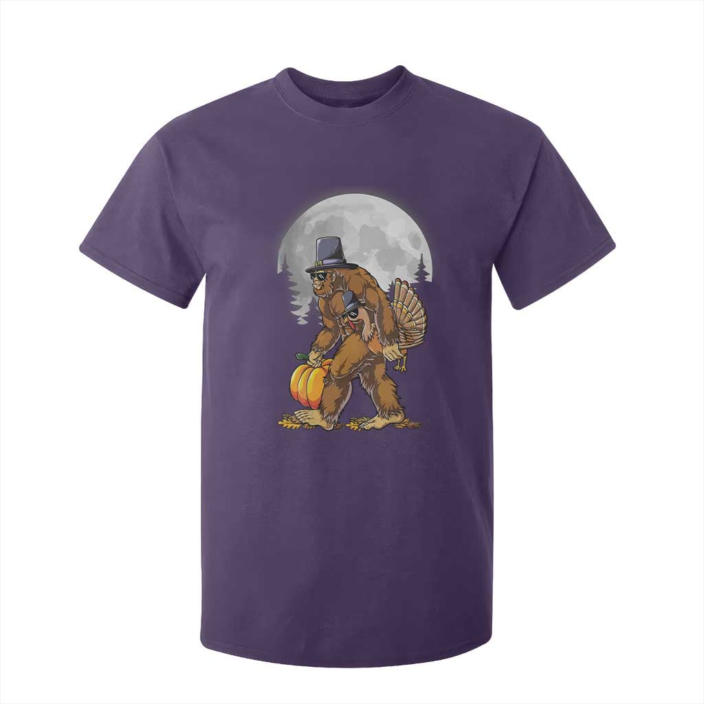 Bigfoot Pilgrim Turkey Pumpkin Thanksgiving Day T Shirt For Kid Sasquatch TS10 Purple Print Your Wear