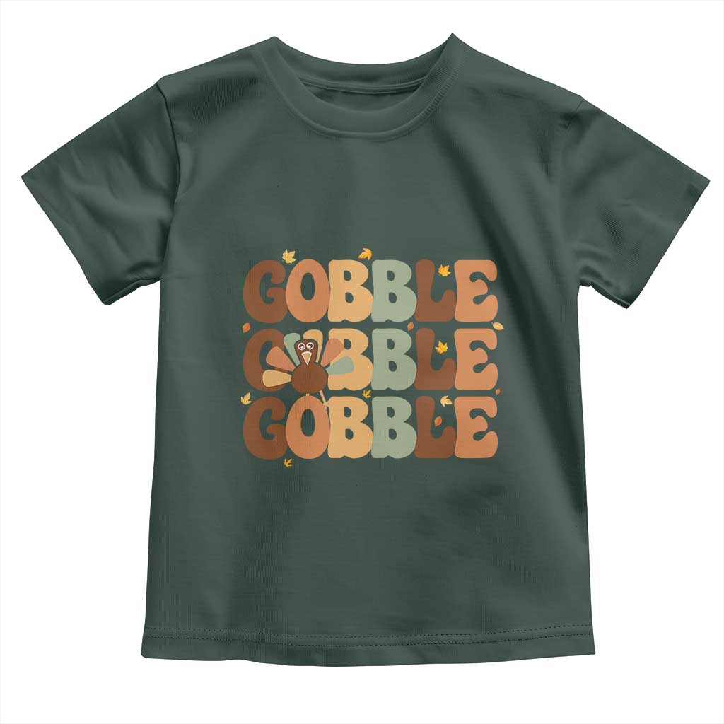 Thanksgiving Gobble Baby Shirt Fall Turkey Thankful Vibes TS10 Dark Forest Green Print Your Wear