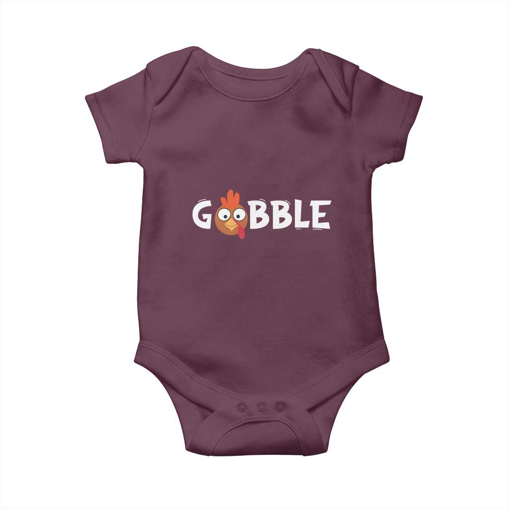 Funny Thanksgiving Turkey Baby Onesie Gobble Family Fall Autumn Season TS10 Maroon Print Your Wear