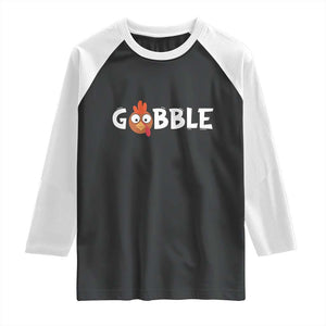 Funny Thanksgiving Turkey Raglan Shirt Gobble Family Fall Autumn Season TS10 Black White Print Your Wear