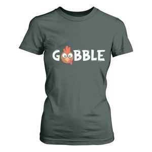 Funny Thanksgiving Turkey T Shirt For Women Gobble Family Fall Autumn Season TS10 Dark Forest Green Print Your Wear