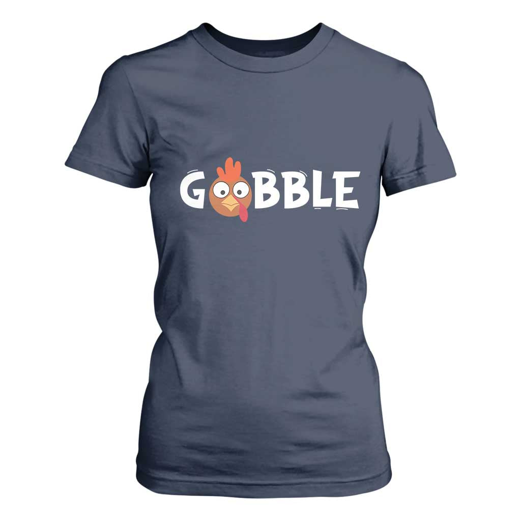 Funny Thanksgiving Turkey T Shirt For Women Gobble Family Fall Autumn Season TS10 Navy Print Your Wear