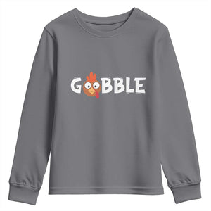 Funny Thanksgiving Turkey Youth Sweatshirt Gobble Family Fall Autumn Season TS10 Charcoal Print Your Wear