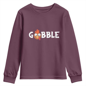 Funny Thanksgiving Turkey Youth Sweatshirt Gobble Family Fall Autumn Season TS10 Maroon Print Your Wear