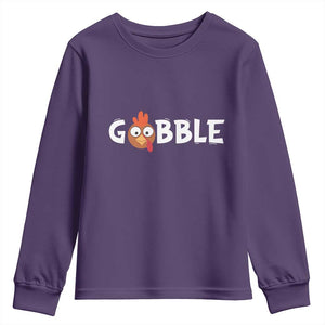 Funny Thanksgiving Turkey Youth Sweatshirt Gobble Family Fall Autumn Season TS10 Purple Print Your Wear
