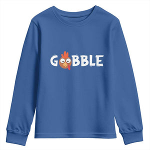 Funny Thanksgiving Turkey Youth Sweatshirt Gobble Family Fall Autumn Season TS10 Royal Blue Print Your Wear