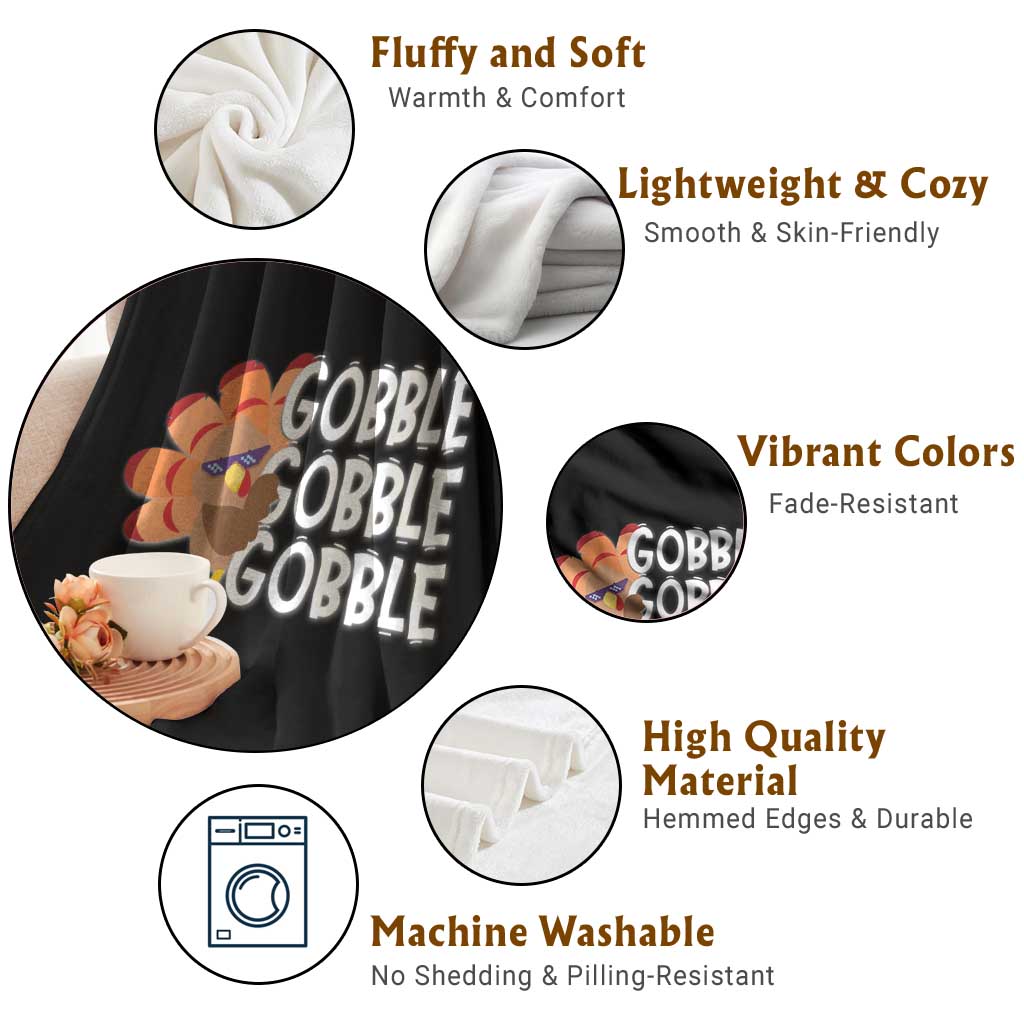 Thanksgiving Gobble Throw Blanket Turkey Day Thanksgiving Family TS10 Print Your Wear