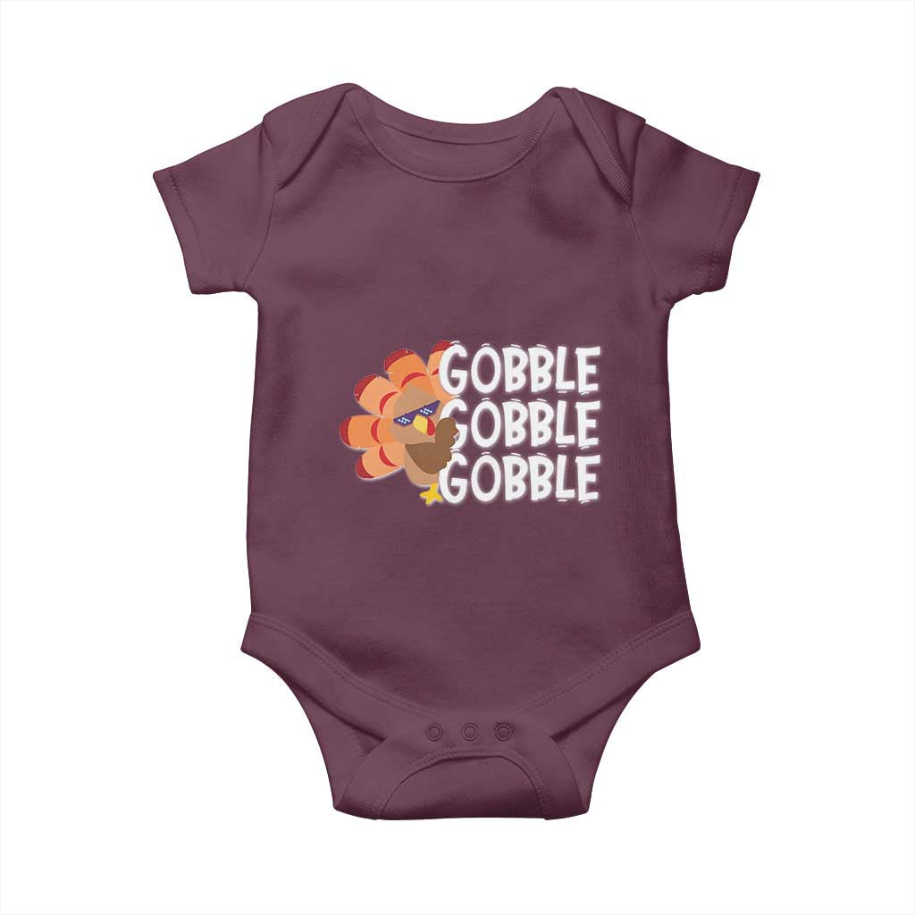Thanksgiving Gobble Baby Onesie Turkey Day Thanksgiving Family TS10 Maroon Print Your Wear