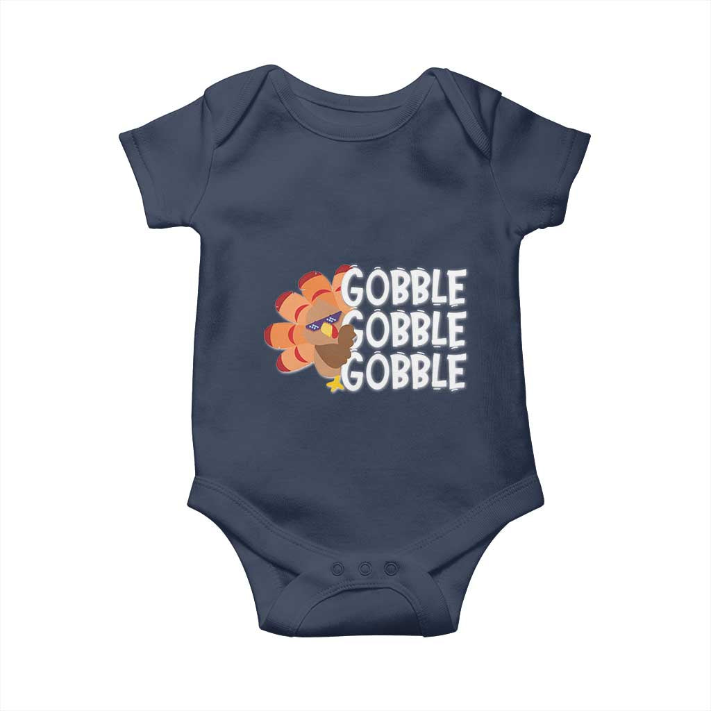 Thanksgiving Gobble Baby Onesie Turkey Day Thanksgiving Family TS10 Navy Print Your Wear