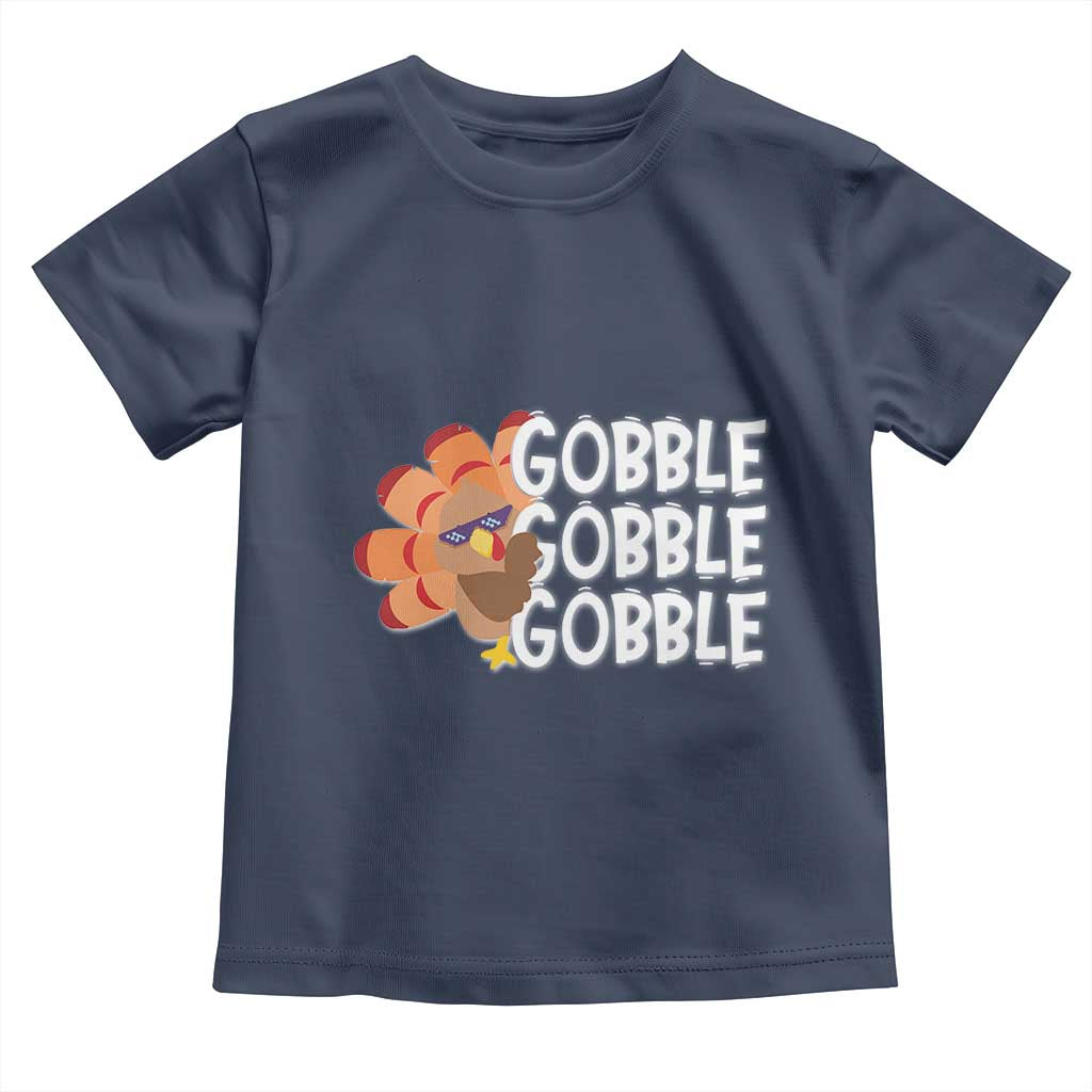 Thanksgiving Gobble Baby Shirt Turkey Day Thanksgiving Family TS10 Navy Print Your Wear